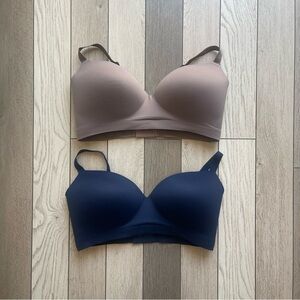 Soma Seamless Wireless Bras Blue and Tan